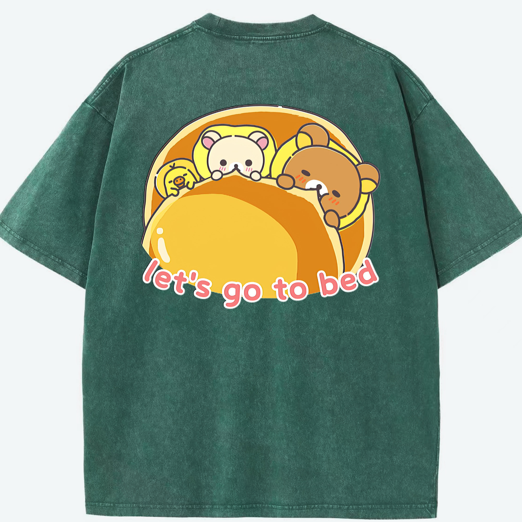（画像用） リラックマ リラックマ キイロイトリ Rilakkuma Korilakkuma Kiiroitori 綿100% ヴィンテージ風 半袖Tシャツ（背面プリント）